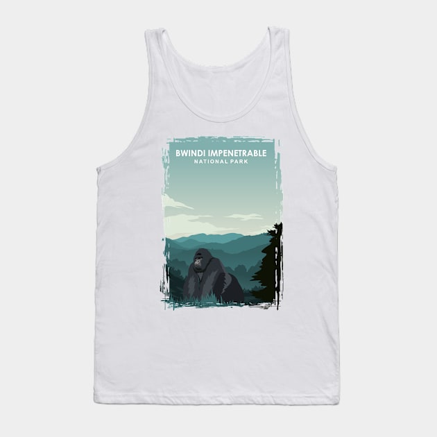 Bwindi Impenetrable National Park Africa Uganda Travel Poster Tank Top by jornvanhezik